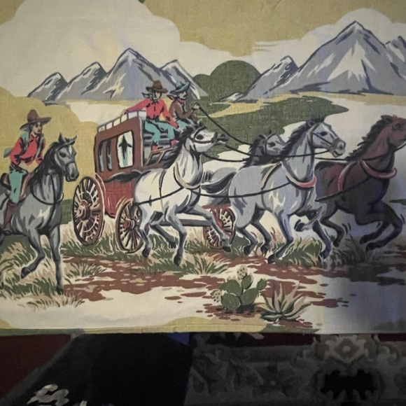JCPenney Western Stagecoach Tapestry in a set of 2 pillowcases - Picture 1 of 16